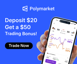 Polymarket — Deposit $20, get a $50 trading bonus. Code SOCPREDICTS.