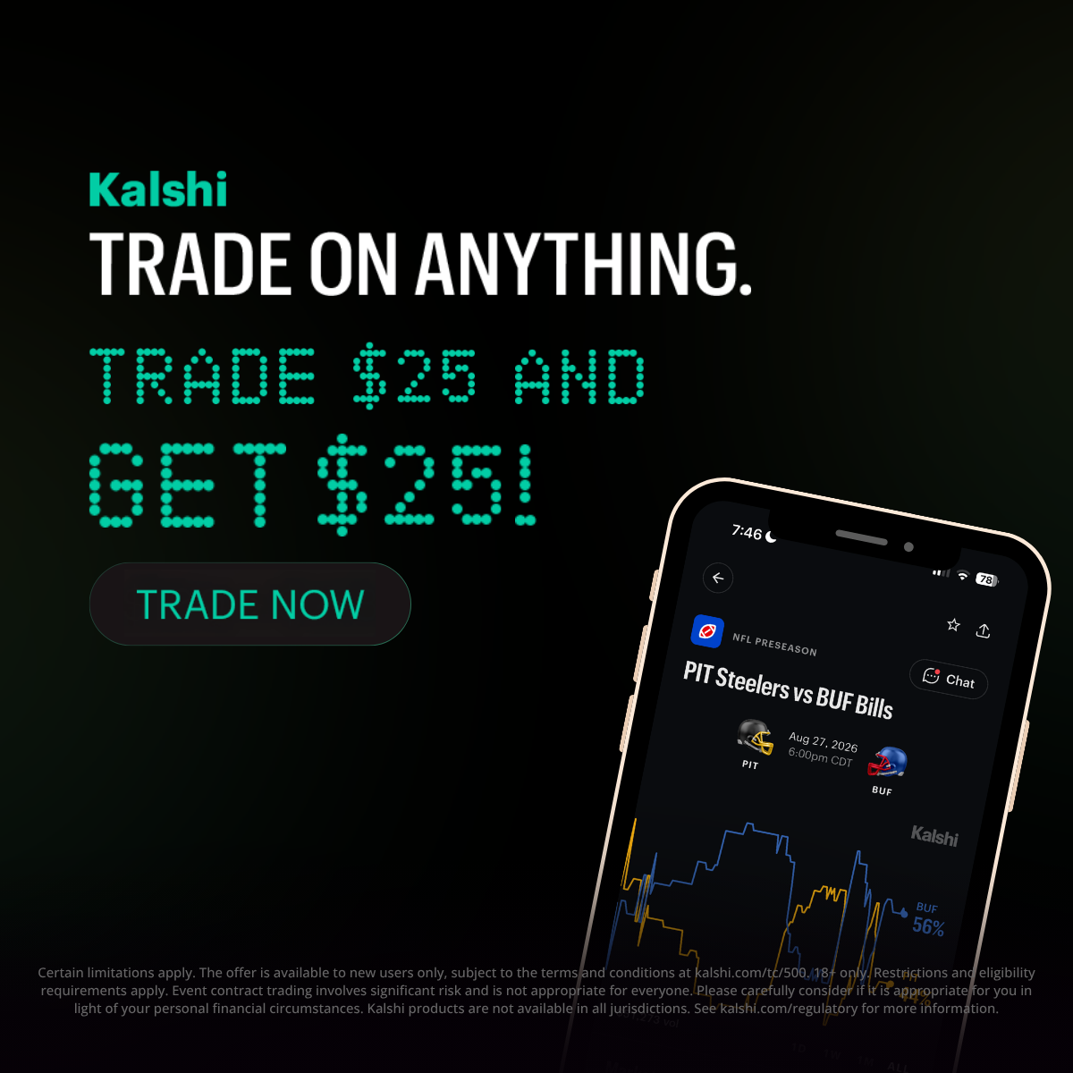 Kalshi app — trade $25 and get $25